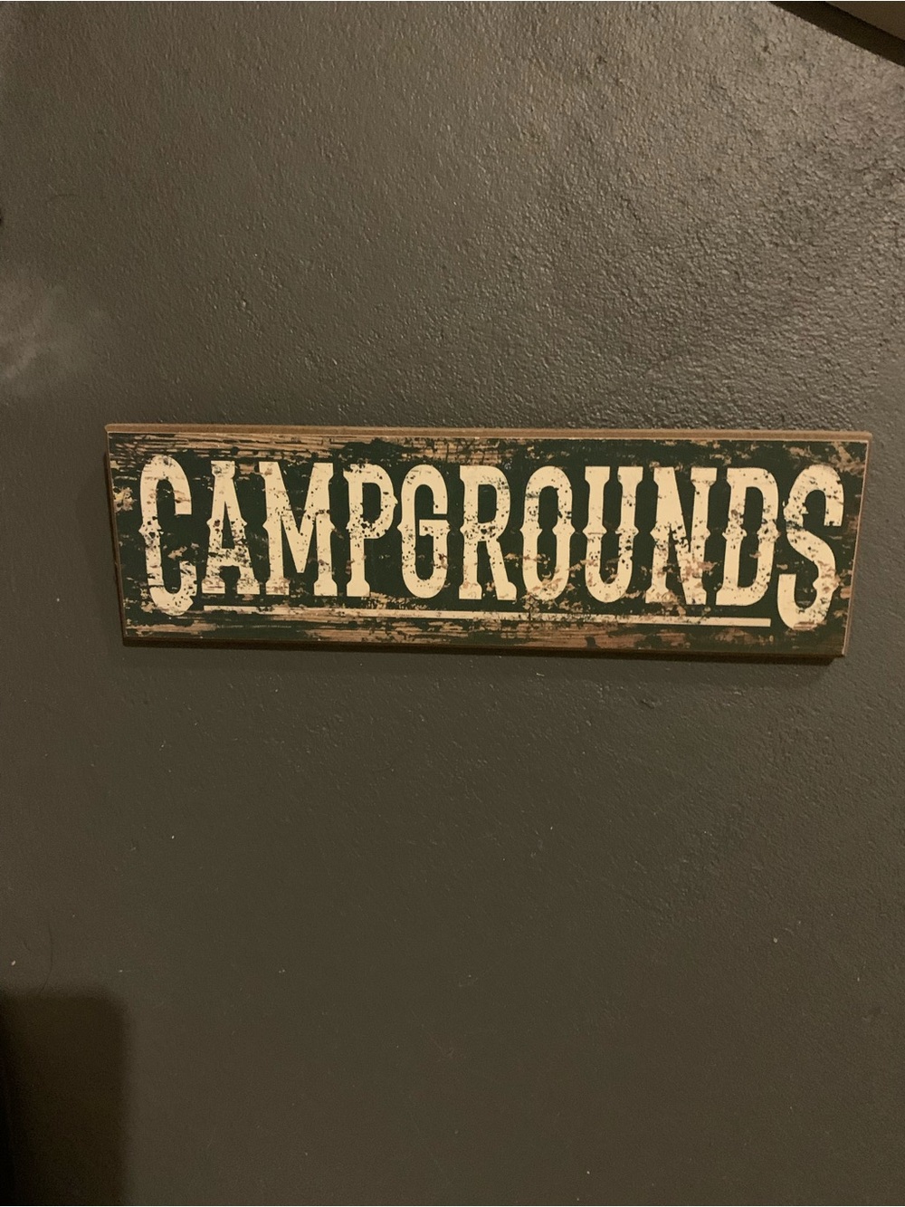 Campgrounds Rustic Wood Sign - Green & White Coffee Ground sign